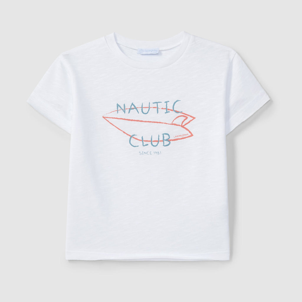 T-shirt "Nautic club" com prancha - Laranjinha