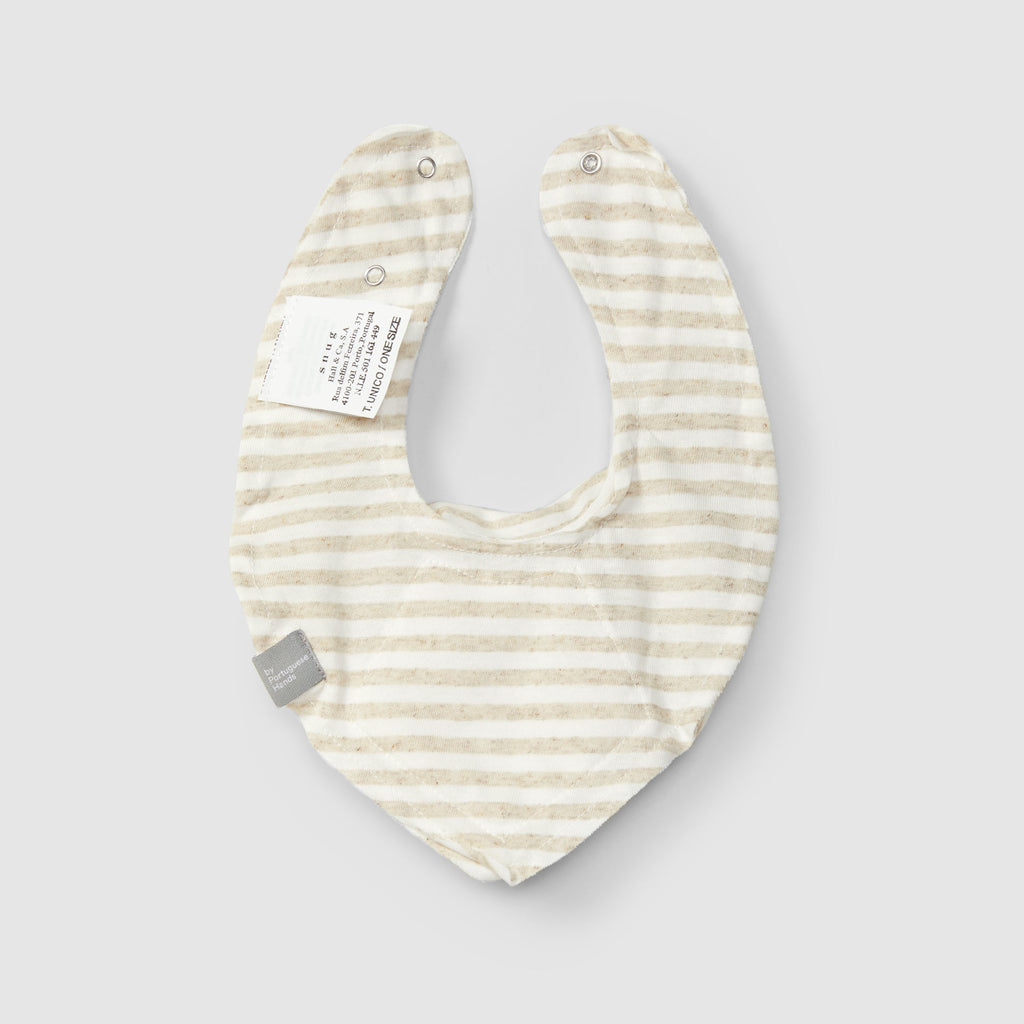 Babete em malha jersey com linho estampado de riscas
