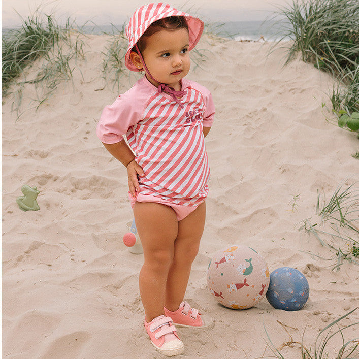 Camisola de proteção solar Stripes Bloom & Blush - Monnëka