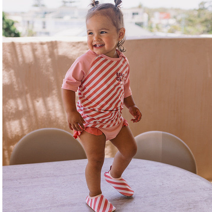 Camisola de proteção solar Stripes Bloom & Blush - Monnëka