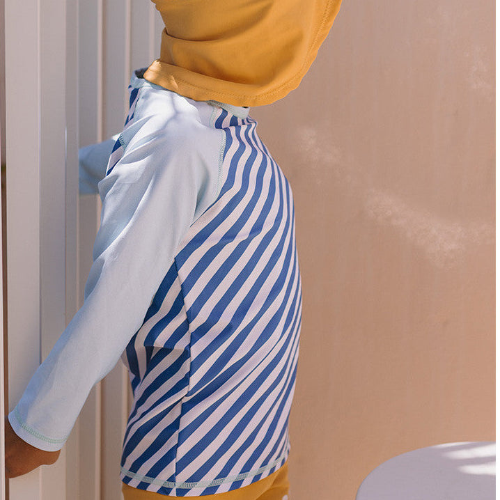 Camisola de proteção solar de manga comprida Stripes Blues & Beyond - Monnëka