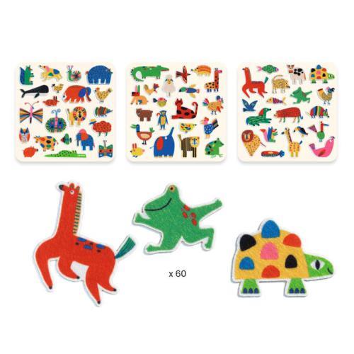 60 Autocolantes de Feltro – Animais
