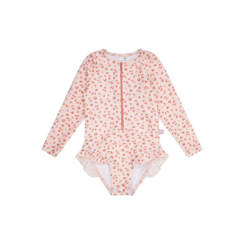Fato de Banho c/ Mangas 0-6 Meses – Leopard Old Pink